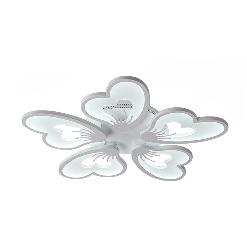 Flower Flush Mount Light Simple Style Acrylic White 3/5 Heads LED Bedroom Ceiling Mounted Light in Warm/White Clearhalo 'Ceiling Lights' 'Close To Ceiling Lights' 'Close to ceiling' 'Flush mount' Lighting' 153350