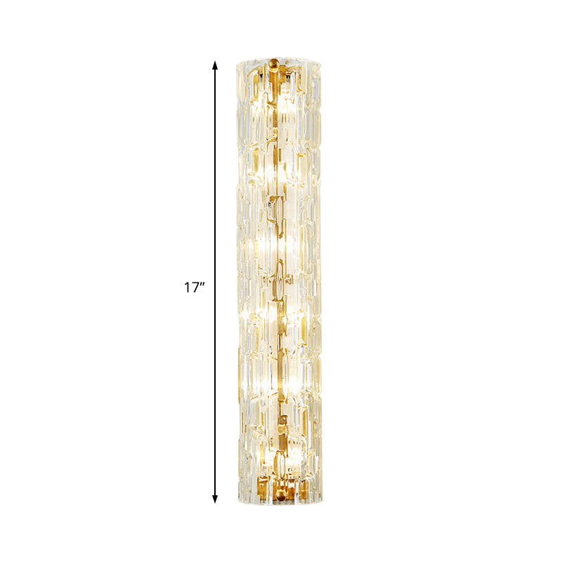 Contemporary Linear Wall Lighting Clear Crystal and Metal Multi Light Wall Lamp in Gold for Living Room Clearhalo 'Modern wall lights' 'Modern' 'Wall Lamps & Sconces' 'Wall Lights' Lighting' 153367