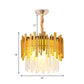 Modern Stylish Silver/Gold Pendant Lamp with Crystal Prism 6 Bulbs Suspension Lamp for Bedroom Clearhalo 'Ceiling Lights' 'Chandeliers' 'Modern Chandeliers' 'Modern' Lighting' 153392