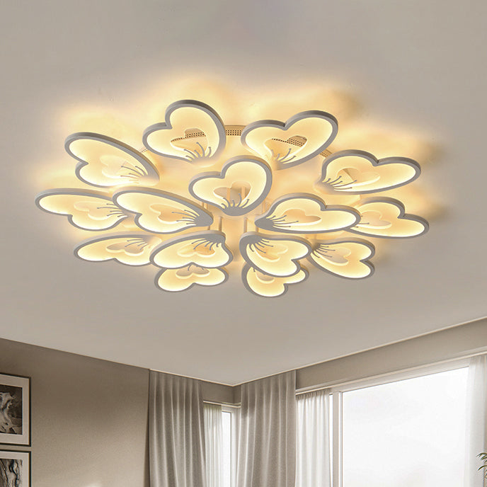 Modern Creative Petal Ceiling Flush Mount Acrylic White 9/12/15 Heads Integrated LED Living Room Flush Mount Light in Warm/White Clearhalo 'Ceiling Lights' 'Close To Ceiling Lights' 'Close to ceiling' 'Flush mount' Lighting' 153402