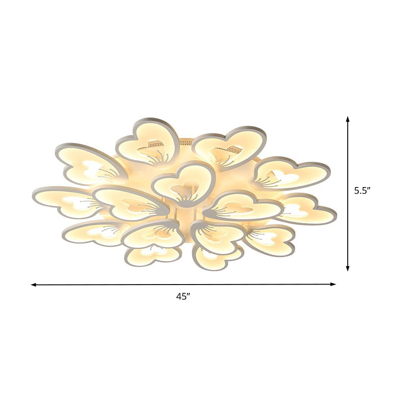 Modern Creative Petal Ceiling Flush Mount Acrylic White 9/12/15 Heads Integrated LED Living Room Flush Mount Light in Warm/White Clearhalo 'Ceiling Lights' 'Close To Ceiling Lights' 'Close to ceiling' 'Flush mount' Lighting' 153404