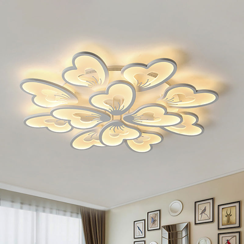Modern Creative Petal Ceiling Flush Mount Acrylic White 9/12/15 Heads Integrated LED Living Room Flush Mount Light in Warm/White 12 White Clearhalo 'Ceiling Lights' 'Close To Ceiling Lights' 'Close to ceiling' 'Flush mount' Lighting' 153406
