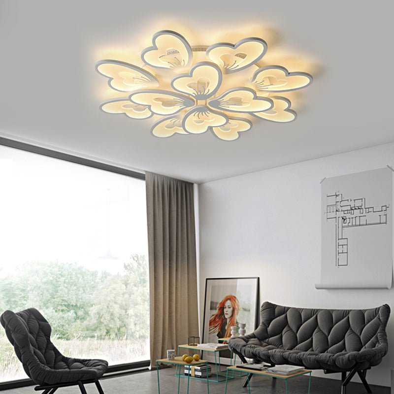 Modern Creative Petal Ceiling Flush Mount Acrylic White 9/12/15 Heads Integrated LED Living Room Flush Mount Light in Warm/White Clearhalo 'Ceiling Lights' 'Close To Ceiling Lights' 'Close to ceiling' 'Flush mount' Lighting' 153407