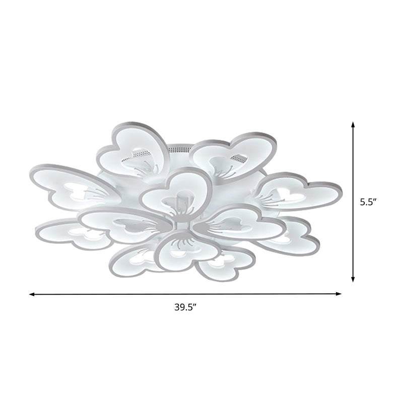 Modern Creative Petal Ceiling Flush Mount Acrylic White 9/12/15 Heads Integrated LED Living Room Flush Mount Light in Warm/White Clearhalo 'Ceiling Lights' 'Close To Ceiling Lights' 'Close to ceiling' 'Flush mount' Lighting' 153409