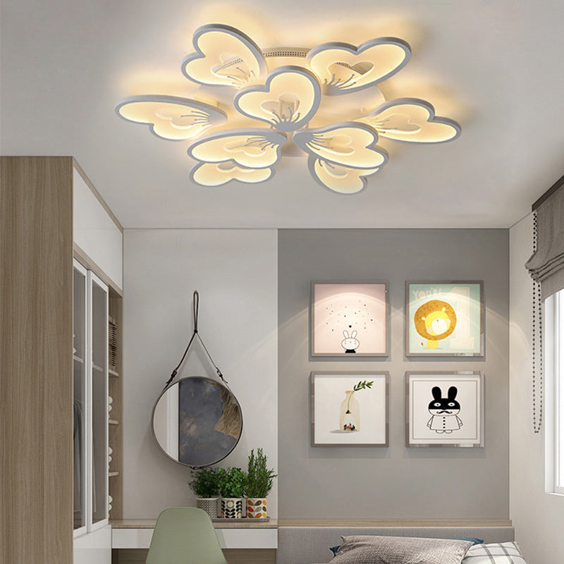 Modern Creative Petal Ceiling Flush Mount Acrylic White 9/12/15 Heads Integrated LED Living Room Flush Mount Light in Warm/White Clearhalo 'Ceiling Lights' 'Close To Ceiling Lights' 'Close to ceiling' 'Flush mount' Lighting' 153411