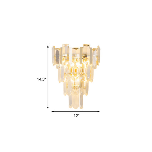 Clear Crystal Layered Wall Lamp Contemporary 3 Lights Wall Mounted Light in Gold for Bedroom Clearhalo 'Modern wall lights' 'Modern' 'Wall Lamps & Sconces' 'Wall Lights' Lighting' 153435
