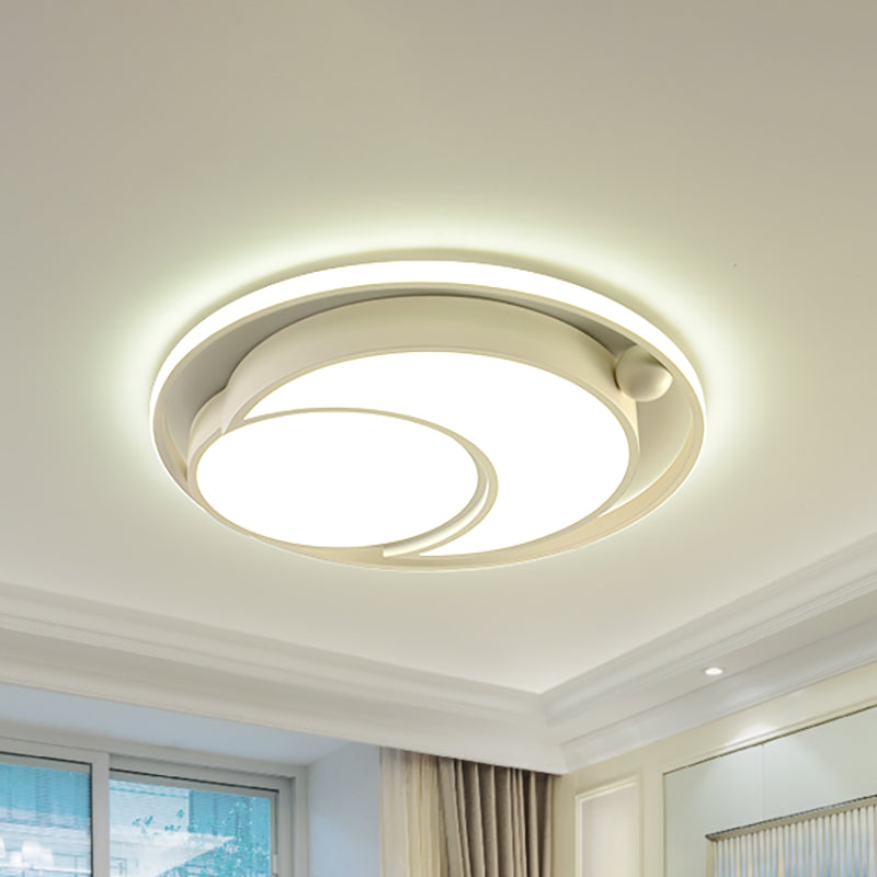 White/Black Round Flush Mount Ceiling Light Nordic Acrylic LED Ceiling Mounted Light for Bedroom in Warm/White, 18"/21.5" Dia White White Clearhalo 'Ceiling Lights' 'Close To Ceiling Lights' 'Close to ceiling' 'Flush mount' Lighting' 153472