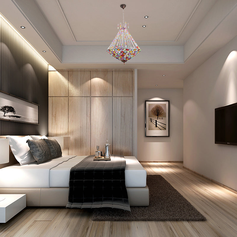 Bohemia Antique Copper Pendant Lighting with Bowl Shade 1/3/5-Bulb Crystal Ceiling Hanging Light 5 Weathered Copper Clearhalo 'Ceiling Lights' 'Chandeliers' Lighting' options 153514_7496e9b0-9520-4143-b241-72dd77da97b1