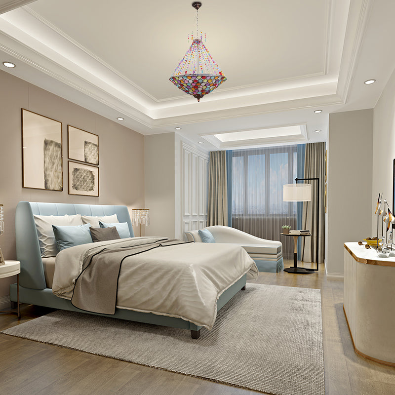 Bohemia Antique Copper Pendant Lighting with Bowl Shade 1/3/5-Bulb Crystal Ceiling Hanging Light Clearhalo 'Ceiling Lights' 'Chandeliers' Lighting' options 153519