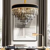 Layered Chandelier Lighting Modern Style Crystal 9/12 Lights Hanging Light Fixture in Smoke Grey 9 Smoke Gray Clearhalo 'Ceiling Lights' 'Chandeliers' 'Industrial Chandeliers' 'Industrial' 'Middle Century Chandeliers' 'Tiffany' Lighting' 154001