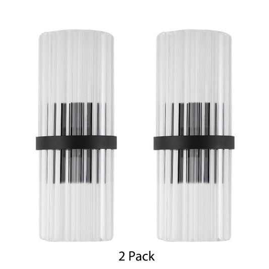 1/2-Light Pipe Wall Lighting Modernist Metal and Crystal Sconce Lamp in Black Finish for Dining Room Clearhalo 'Modern wall lights' 'Modern' 'Wall Lamps & Sconces' 'Wall Lights' Lighting' 154057