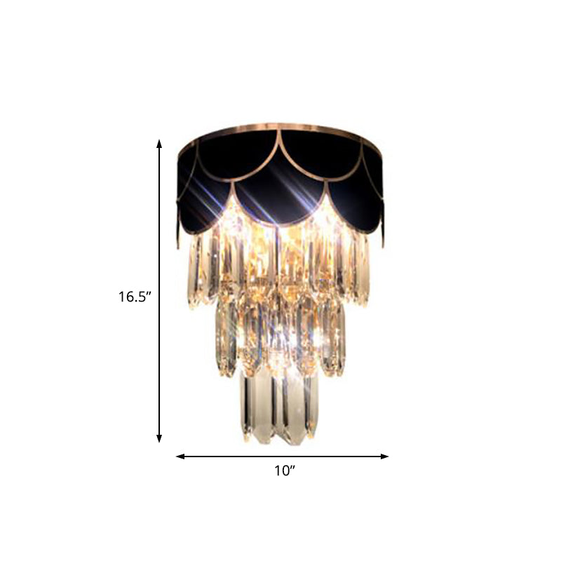 2 Lights Tiered Wall Mounted Light Modernist Metal Wall Lamp with Crystal Block in Black for Bedroom Clearhalo 'Modern wall lights' 'Modern' 'Wall Lamps & Sconces' 'Wall Lights' Lighting' 154135