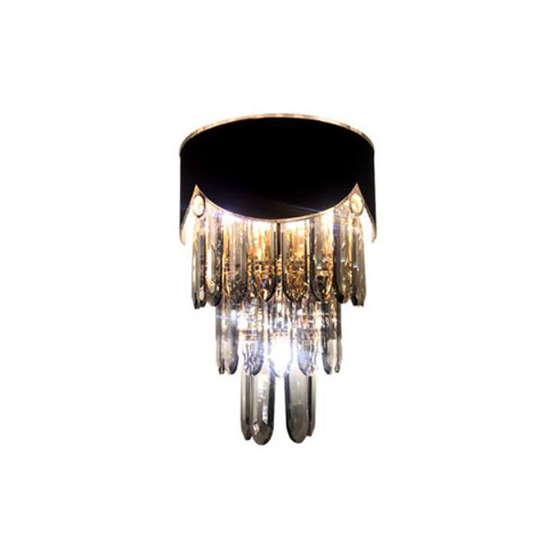 2 Lights Tiered Wall Mounted Light Modernist Metal Wall Lamp with Crystal Block in Black for Bedroom Clearhalo 'Modern wall lights' 'Modern' 'Wall Lamps & Sconces' 'Wall Lights' Lighting' 154137