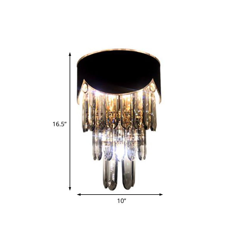 2 Lights Tiered Wall Mounted Light Modernist Metal Wall Lamp with Crystal Block in Black for Bedroom Clearhalo 'Modern wall lights' 'Modern' 'Wall Lamps & Sconces' 'Wall Lights' Lighting' 154138