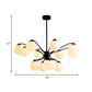 White Glass Ball Chandelier Modern 3/5/9 Lights Hanging Ceiling Fixture in Black with Curved Arm Clearhalo 'Ceiling Lights' 'Chandeliers' 'Glass shade' 'Glass' 'Modern Chandeliers' 'Modern' Lighting' 154182