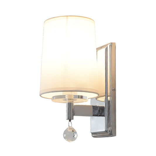 Fabric Cone Shade Wall Light with Crystal Ball Deco Modern Style 1 Head Wall Sconce Light in Chrome Clearhalo 'Modern wall lights' 'Modern' 'Wall Lamps & Sconces' 'Wall Lights' Lighting' 154197