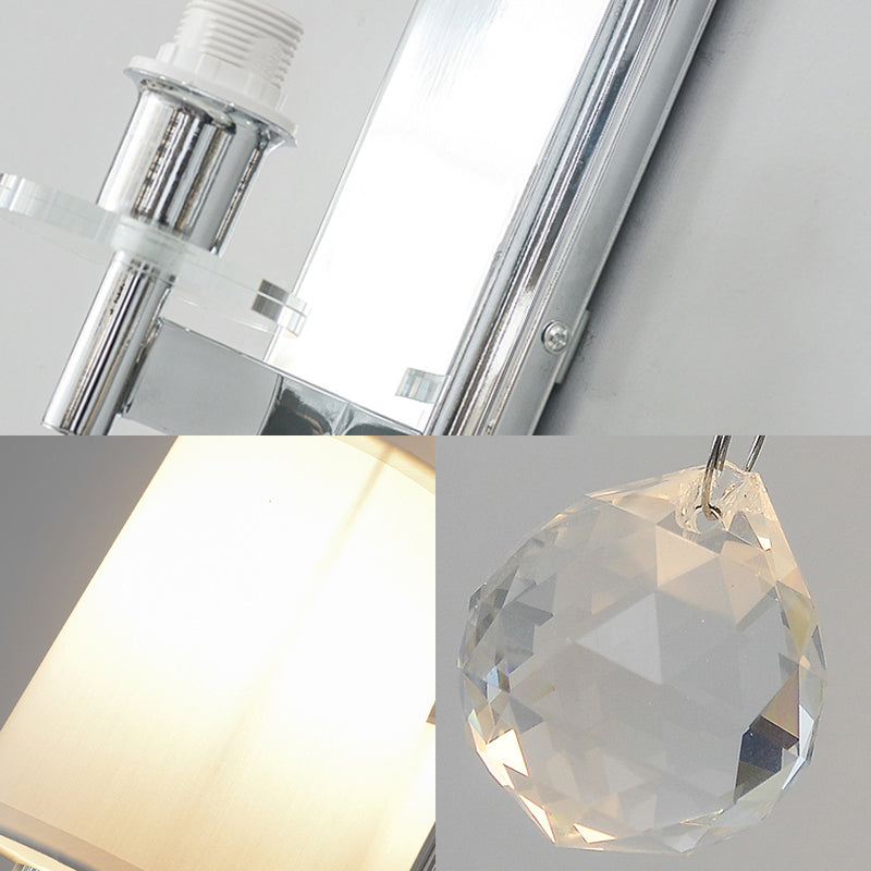 Fabric Cone Shade Wall Light with Crystal Ball Deco Modern Style 1 Head Wall Sconce Light in Chrome Clearhalo 'Modern wall lights' 'Modern' 'Wall Lamps & Sconces' 'Wall Lights' Lighting' 154199
