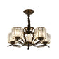 Clear Crystal Drum Chandelier Lamp Vintage Style 3/5 Heads Suspension Light in Black for Dining Room Clearhalo 'Ceiling Lights' 'Chandeliers' 'Modern Chandeliers' 'Modern' Lighting' 154206