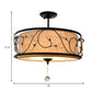 Vintage Drum Semi Flush Light Fabric and Metallic Ceiling Light Fixture in Black Finish for Living Room Clearhalo 'Ceiling Lights' 'Close To Ceiling Lights' 'Close to ceiling' 'Semi-flushmount' Lighting' 154251