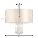 Modern Drum Semi Flush Ceiling Light Fabric 5 Lights Ceiling Lamp with Crystal Bead Accent in Chrome Clearhalo 'Ceiling Lights' 'Close To Ceiling Lights' 'Close to ceiling' 'Semi-flushmount' Lighting' 154262