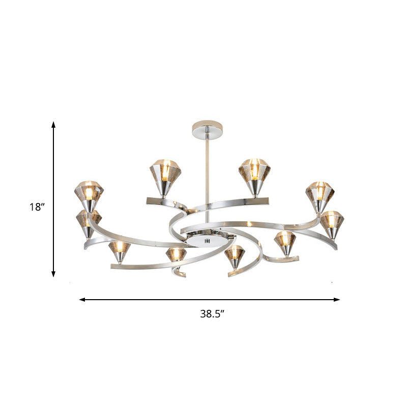Diamond Crystal Chandelier Light with Sputnik Design Modern 6/8/10 Lights Chrome/Gold Ceiling Lamp Fixture Clearhalo 'Ceiling Lights' 'Chandeliers' 'Modern Chandeliers' 'Modern' Lighting' 154373