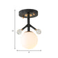 1 Light Globe Semi Flush Lighting Modern White Glass and Metal Ceiling Lighting with Crystal Ball Deco Clearhalo 'Ceiling Lights' 'Close To Ceiling Lights' 'Close to ceiling' 'Semi-flushmount' Lighting' 154426