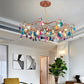 25.5"/33.5" Wide Rose Gold Circular Chandelier Lighting Art Deco Agate Multi Lights Hanging Lamp Fixture Clearhalo 'Ceiling Lights' 'Chandeliers' 'Modern Chandeliers' 'Modern' Lighting' 154589