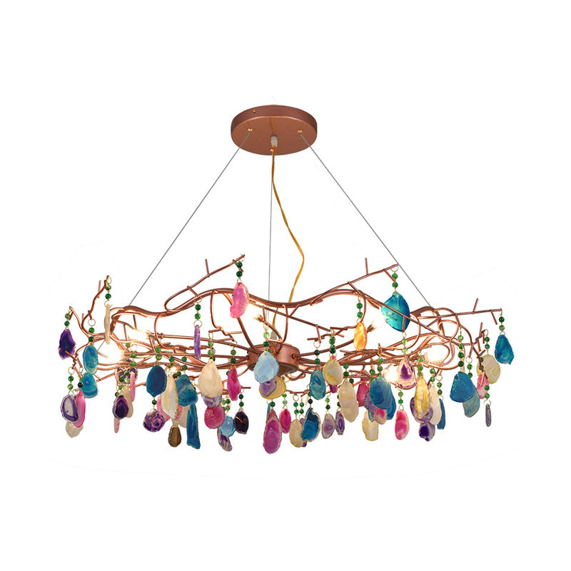 25.5"/33.5" Wide Rose Gold Circular Chandelier Lighting Art Deco Agate Multi Lights Hanging Lamp Fixture Clearhalo 'Ceiling Lights' 'Chandeliers' 'Modern Chandeliers' 'Modern' Lighting' 154590