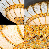 10/19 Lights K9 Crystal Flush Mount Light with Glass Round Shade Modern Flush Ceiling Lamp in Gold, 18"/23.5" Wide Clearhalo 'Ceiling Lights' 'Close To Ceiling Lights' 'Close to ceiling' 'Flush mount' Lighting' 154887