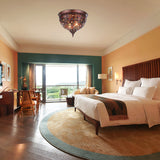 2 Lights Domed Flush Mount Fixture Vintage Metal Flush Ceiling Light with Crystal Bead in Weathered Copper Weathered Copper Clearhalo 'Ceiling Lights' 'Close To Ceiling Lights' 'Close to ceiling' 'Flush mount' Lighting' 154934