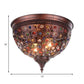 2 Lights Domed Flush Mount Fixture Vintage Metal Flush Ceiling Light with Crystal Bead in Weathered Copper Clearhalo 'Ceiling Lights' 'Close To Ceiling Lights' 'Close to ceiling' 'Flush mount' Lighting' 154937