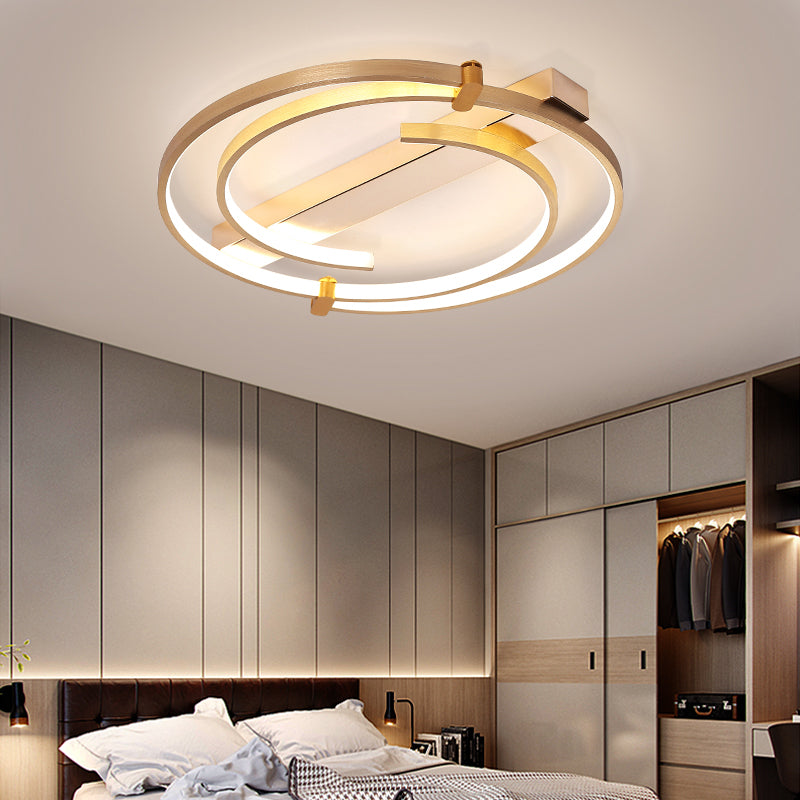 18"/23.5" W Ring Flush Mount Ceiling Fixture Minimalist Metal Gold Bedroom Ceiling Light Fixture Gold Clearhalo 'Ceiling Lights' 'Close To Ceiling Lights' 'Close to ceiling' 'Flush mount' Lighting' 155032