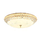 Modernist Bowl Flush Lighting White Glass and Clear Crystal LED Flush Pendant Light for Bedroom, 12"/16" Dia Clearhalo 'Ceiling Lights' 'Close To Ceiling Lights' 'Close to ceiling' 'Flush mount' Lighting' 155140