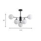 Black/Gold Branch Chandelier Modern 7/9/11-Light Iron Ceiling Pendant with White Glass Ball Shade Clearhalo 'Ceiling Lights' 'Chandeliers' 'Glass shade' 'Glass' 'Modern Chandeliers' 'Modern' Lighting' 155189