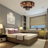 19.5"/23.5" W Tiered Flush Mount Lamp Modern Black Crystal 8/10 Bulbs Flush Mount Chandelier for Bedroom Black 19.5" Clearhalo 'Ceiling Lights' 'Close To Ceiling Lights' 'Close to ceiling' 'Flush mount' Lighting' 155484