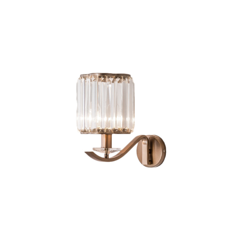 Modernist Faceted Crystal Wall Mount Light with Cylinder Shade 1 Light Wall Lighting Fixture in Copper - Clearhalo - 'Modern wall lights' - 'Modern' - 'Wall Lamps & Sconces' - 'Wall Lights' - Lighting' - 155627