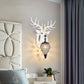 Brown/White Elk Wall Light Lodge Style Resin 1 Light Wall Mounted Light with Crystal Lantern Shade for Bedroom White Clearhalo 'Wall Lamps & Sconces' 'Wall Lights' Lighting' 155646