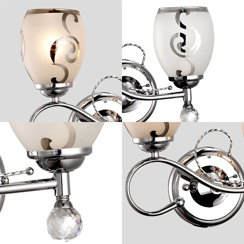 2 Bulbs Bowl Sconce Lighting Modern Style Glass Wall Lighting with Crystal Ball in Chrome for Living Room Clearhalo 'Cast Iron' 'Glass' 'Industrial' 'Modern wall lights' 'Modern' 'Tiffany' 'Traditional wall lights' 'Wall Lamps & Sconces' 'Wall Lights' Lighting' 155680