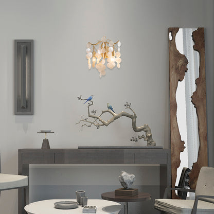 2 Lights Exposed Bulb Wall Sconce Light Contemporary Shell Wall Lighting in Gold for Living Room Gold Clearhalo 'Cast Iron' 'Glass' 'Industrial' 'Modern wall lights' 'Modern' 'Tiffany' 'Traditional wall lights' 'Wall Lamps & Sconces' 'Wall Lights' Lighting' 155681