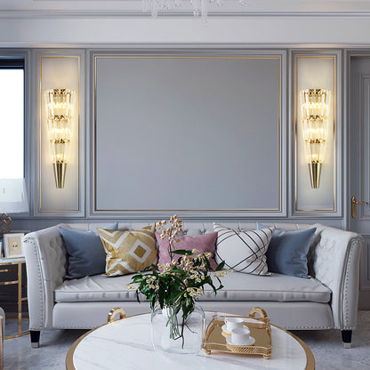 Living Room Tiered Wall Light Fixture with Crystal Block Modern Style LED Wall Lamp in Nickel Finish, 6"/8.5" Width Nickel 6" Clearhalo 'Cast Iron' 'Glass' 'Industrial' 'Modern wall lights' 'Modern' 'Tiffany' 'Traditional wall lights' 'Wall Lamps & Sconces' 'Wall Lights' Lighting' 155729