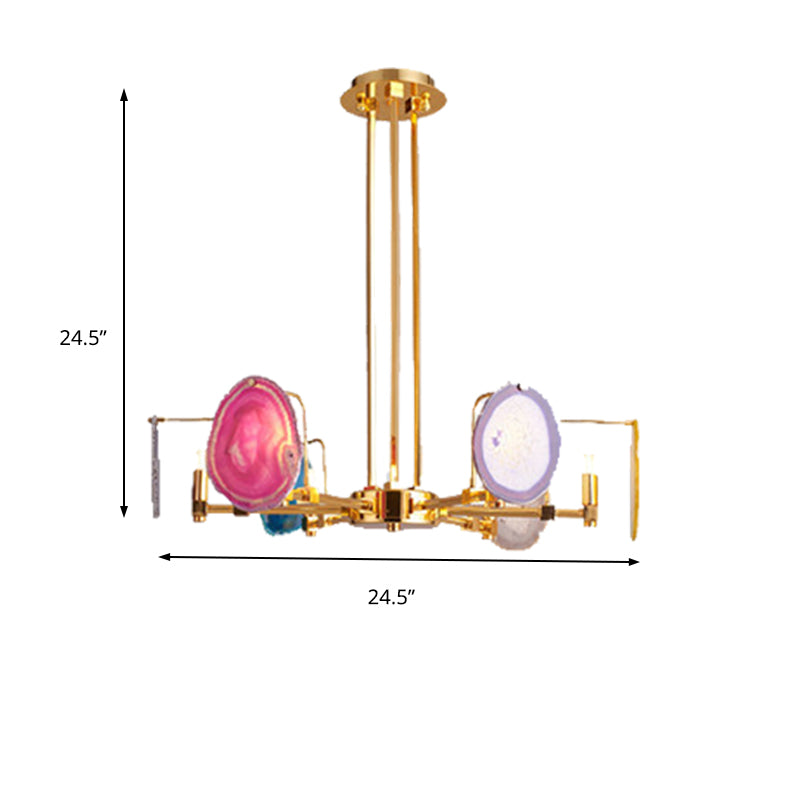 Branch Metal Ceiling Lighting Fixture Modern 6/8/10-Head Gold Up Chandelier Pendant with Agates Clearhalo 'Ceiling Lights' 'Chandeliers' Lighting' options 155744