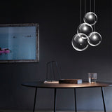 6"/8"/12" Wide Orb Pendant Lighting Contemporary 1 Light Clear Glass Hanging Ceiling Light in Black for Living Room Clear Clearhalo 'Ceiling Lights' 'Glass shade' 'Glass' 'Industrial Pendants' 'Industrial' 'Middle Century Pendants' 'Pendant Lights' 'Pendants' 'Tiffany' Lighting' 155765