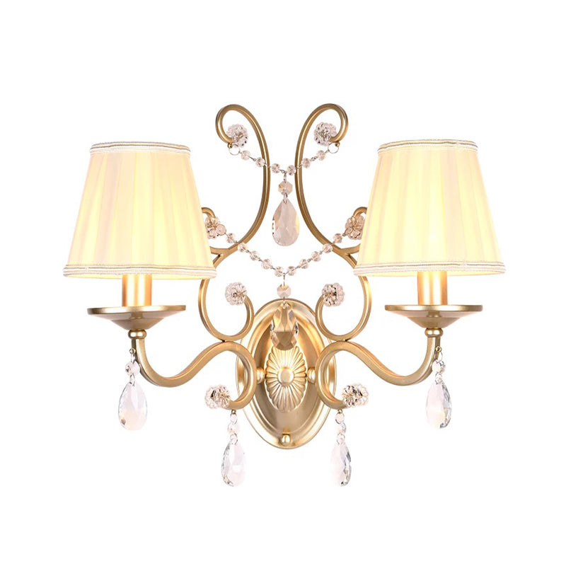 Curved Arm Sconce Light Contemporary Crystal 1/2-Light Wall Mount Lighting with/without Shade in Brass Clearhalo 'Cast Iron' 'Glass' 'Industrial' 'Modern wall lights' 'Modern' 'Tiffany' 'Traditional wall lights' 'Wall Lamps & Sconces' 'Wall Lights' Lighting' 155774