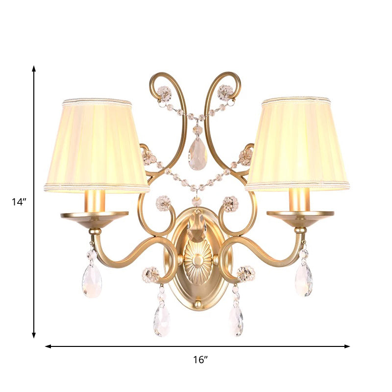 Curved Arm Sconce Light Contemporary Crystal 1/2-Light Wall Mount Lighting with/without Shade in Brass Clearhalo 'Cast Iron' 'Glass' 'Industrial' 'Modern wall lights' 'Modern' 'Tiffany' 'Traditional wall lights' 'Wall Lamps & Sconces' 'Wall Lights' Lighting' 155775