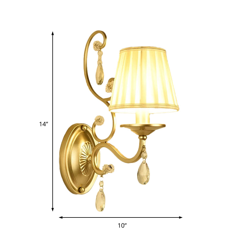 Curved Arm Sconce Light Contemporary Crystal 1/2-Light Wall Mount Lighting with/without Shade in Brass Clearhalo 'Cast Iron' 'Glass' 'Industrial' 'Modern wall lights' 'Modern' 'Tiffany' 'Traditional wall lights' 'Wall Lamps & Sconces' 'Wall Lights' Lighting' 155783