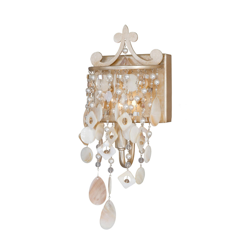 Linear Wall Mount Lamp Modern Style Shell and Crystal 1/3-Light Sconce Light Fixture with Pearl Deco in Gold Clearhalo 'Modern wall lights' 'Modern' 'Wall Lamps & Sconces' 'Wall Lights' Lighting' 155827