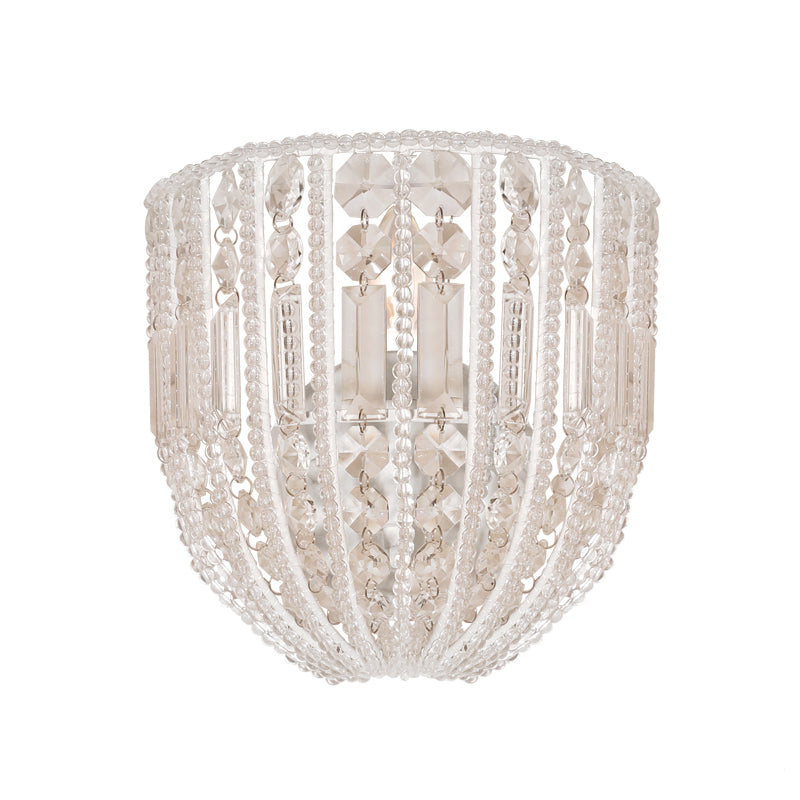Beaded Wall Sconce Light Contemporary Style Clear Crystal 1 Head Wall Lamp for Living Room - Clearhalo - 'Modern wall lights' - 'Modern' - 'Wall Lamps & Sconces' - 'Wall Lights' - Lighting' - 155844