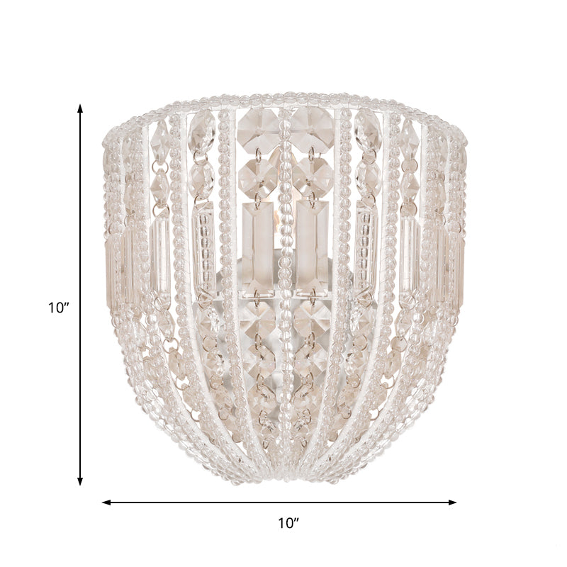 Beaded Wall Sconce Light Contemporary Style Clear Crystal 1 Head Wall Lamp for Living Room - Clearhalo - 'Modern wall lights' - 'Modern' - 'Wall Lamps & Sconces' - 'Wall Lights' - Lighting' - 155845