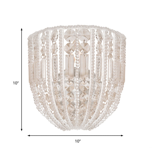 Beaded Wall Sconce Light Contemporary Style Clear Crystal 1 Head Wall Lamp for Living Room Clearhalo 'Modern wall lights' 'Modern' 'Wall Lamps & Sconces' 'Wall Lights' Lighting' 155845