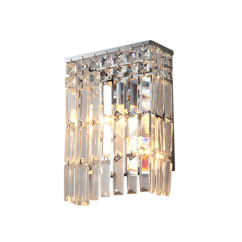 Chrome Finish Crystal Prism Sconce Lighting 2 Lights Modern Stylish Wall Mounted Lamp for Corridor Clearhalo 'Modern wall lights' 'Modern' 'Wall Lamps & Sconces' 'Wall Lights' Lighting' 155848